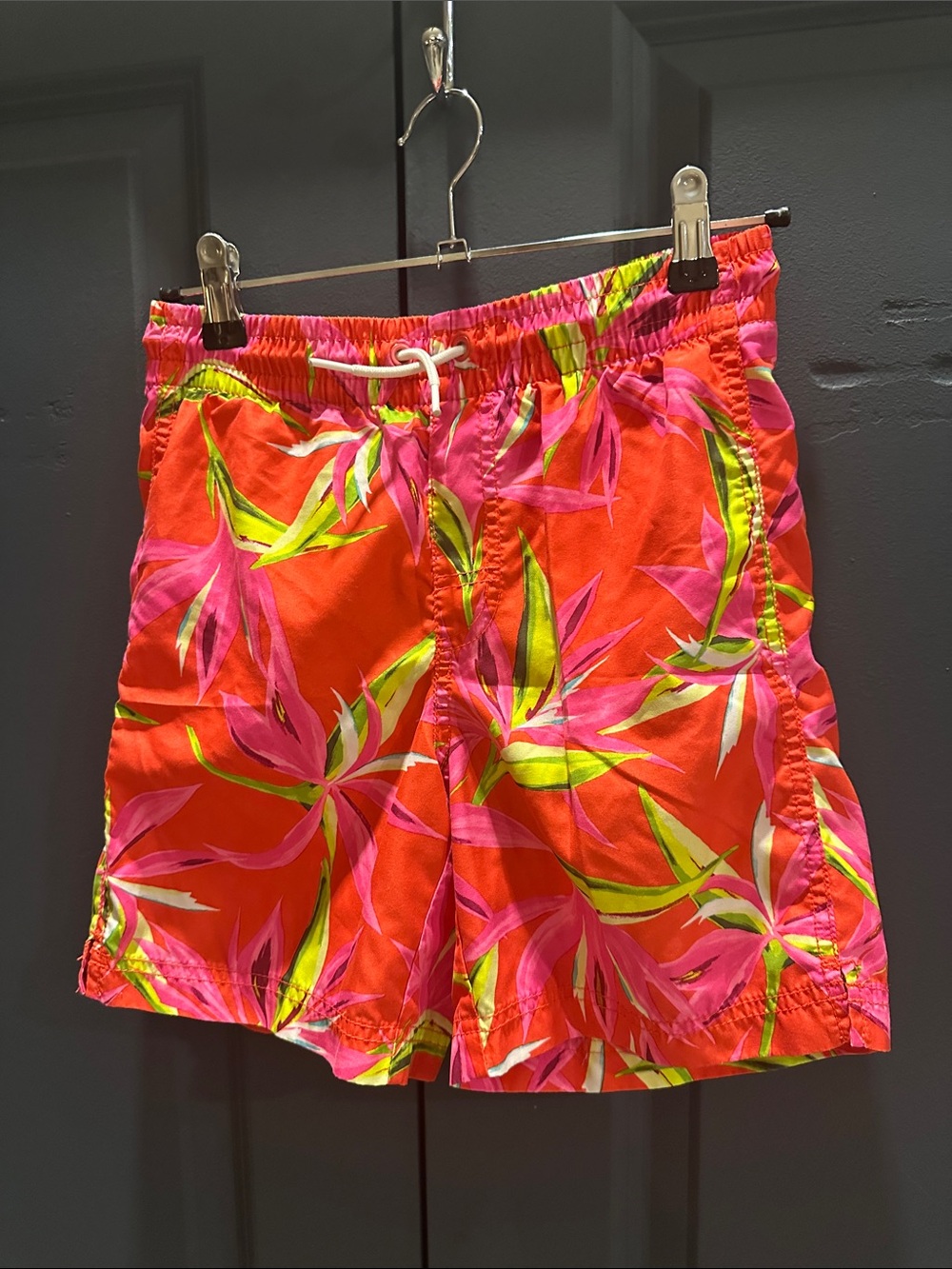 Old Navy Bright Coral Floral Boys Swim Trunks